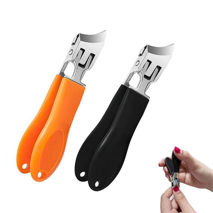 Hfpengzan 2-Pack Wide Jaw Opening Anti-Splash Slanted Nail Clipper for Thick Toenails – Stainless Steel Ingrown Nail Clippers for Women and Men (Orange & Black)