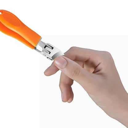 Hfpengzan 2-Pack Wide Jaw Opening Anti-Splash Slanted Nail Clipper for Thick Toenails – Stainless Steel Ingrown Nail Clippers for Women and Men (Orange & Black)