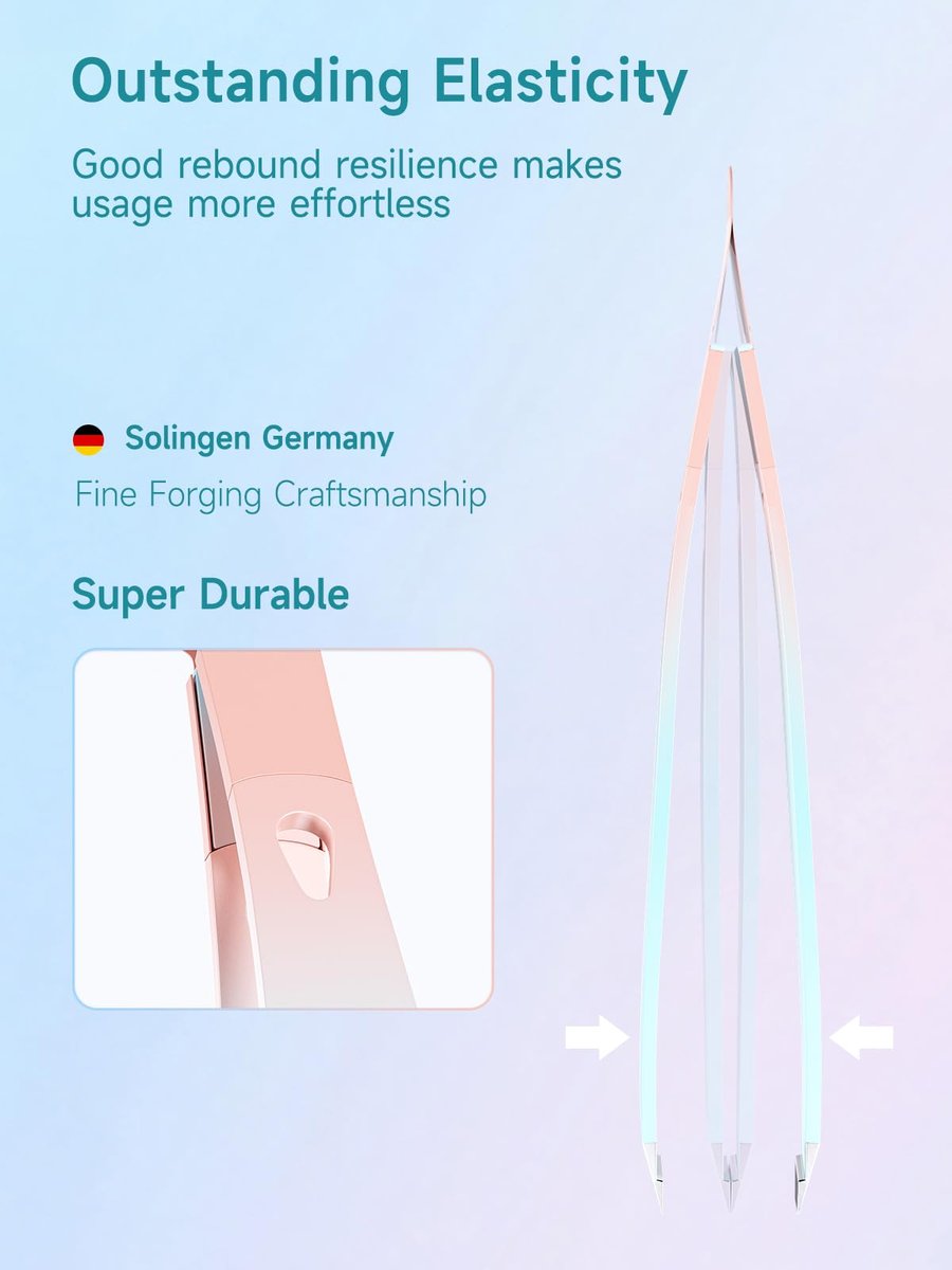 BAFUL Professional Precision Stainless Steel Slanted Tweezers for Eyebrow & Facial Hair - Pink - görsel 11