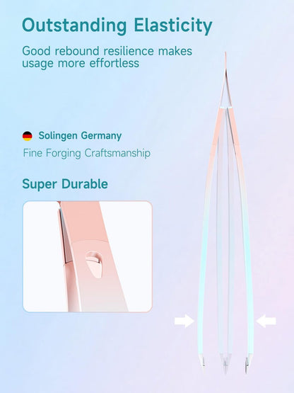 BAFUL Professional Precision Stainless Steel Slanted Tweezers for Eyebrow & Facial Hair - Pink