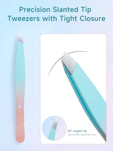 BAFUL Professional Precision Stainless Steel Slanted Tweezers for Eyebrow & Facial Hair - Pink - görsel 8