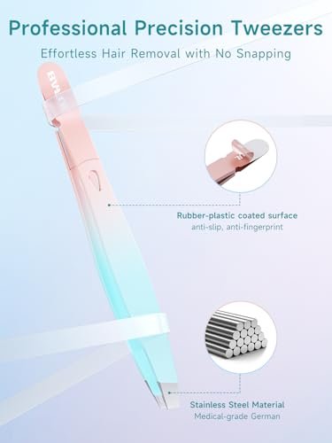 BAFUL Professional Precision Stainless Steel Slanted Tweezers for Eyebrow & Facial Hair - Pink - görsel 10