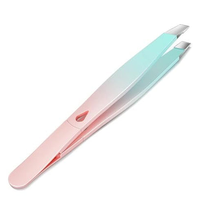 BAFUL Professional Precision Stainless Steel Slanted Tweezers for Eyebrow & Facial Hair - Pink