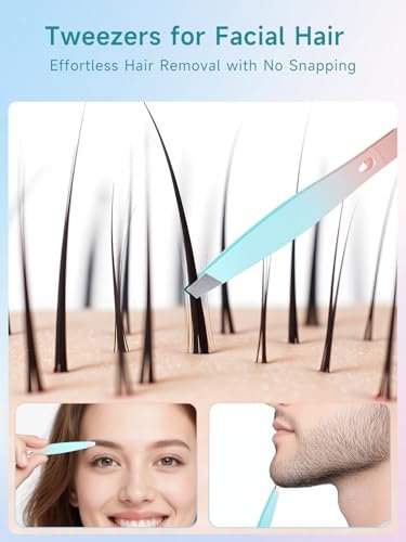 BAFUL Professional Precision Stainless Steel Slanted Tweezers for Eyebrow & Facial Hair - Pink - görsel 6
