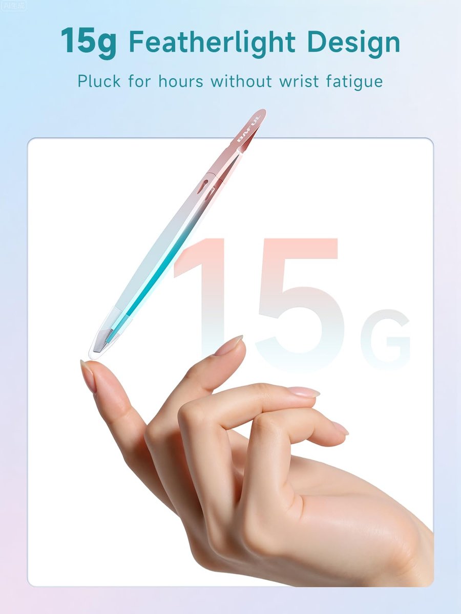 BAFUL Professional Precision Stainless Steel Slanted Tweezers for Eyebrow & Facial Hair - Pink - görsel 17