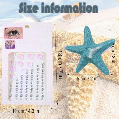 19 Pcs Mermaid Fish Scale Tattoo Sticker Set – Glitter, Sequins & Hair Clips for Mermaid Cosplay & Party Decor - görsel 14