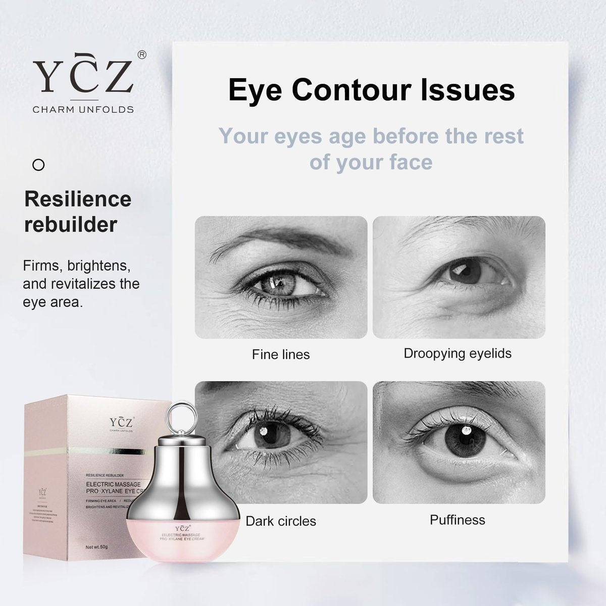 Ycz Electric Massage Eye Cream – 2-In-1 Firming Eye Moisturizer for Dark Circles & Fine Lines, Deep Hydration, Lightweight Daily Use, 1.76 Fl Oz Avelisse