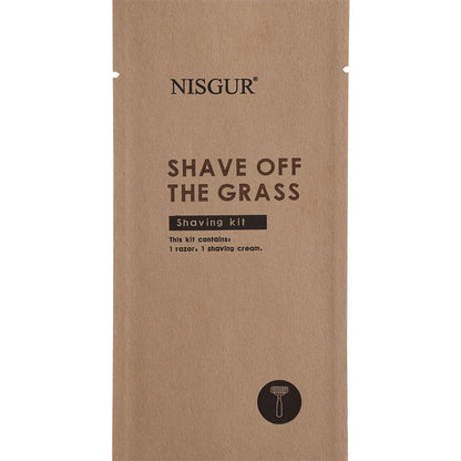 NISGUR Men's Disposable Shaving Cream and Razor Kit - Individually Wrapped Kraft Paper, 100 Pack - Bulk Hotel Toiletries