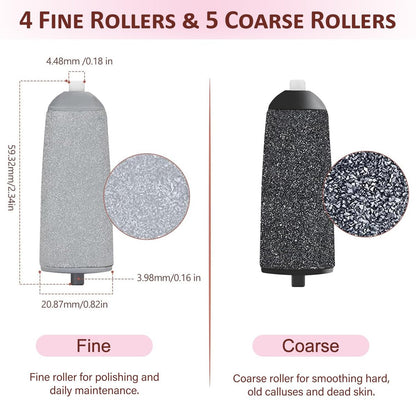 9-Pack Pedicure Replacement Heads for Electric Foot Callus Remover – Extra Coarse & Regular Coarse Roller Refills Compatible with ZABOUL/haootadiy