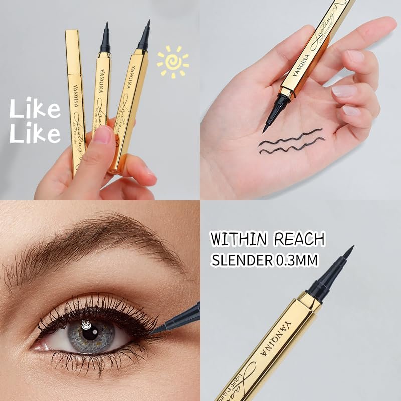 YANQINA Waterproof Liquid Eyeliner - Smudge-Proof, Long-Lasting Black Eyeliner Pencil for Women, Smooth & Quick-Drying Avelisse