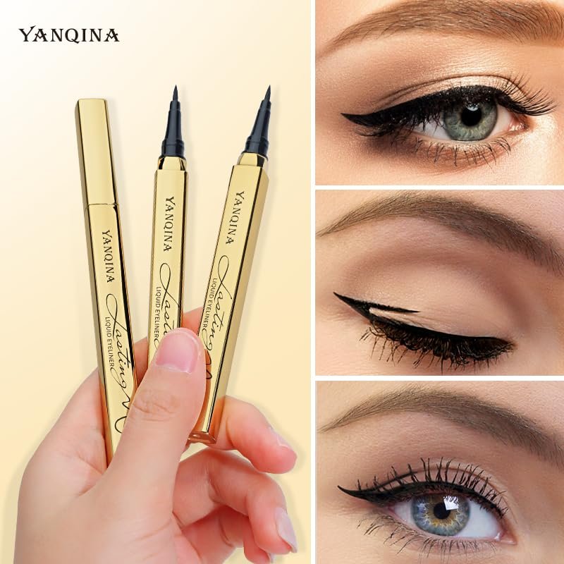 YANQINA Waterproof Liquid Eyeliner - Smudge-Proof, Long-Lasting Black Eyeliner Pencil for Women, Smooth & Quick-Drying Avelisse