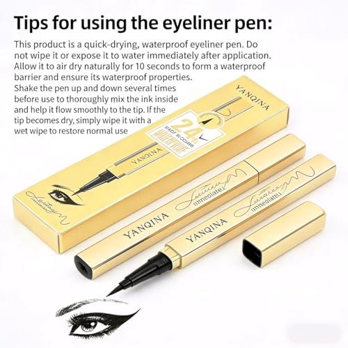 YANQINA Waterproof Liquid Eyeliner - Smudge-Proof, Long-Lasting Black Eyeliner Pencil for Women, Smooth & Quick-Drying Avelisse