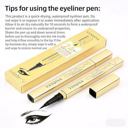 YANQINA Waterproof Liquid Eyeliner - Smudge-Proof, Long-Lasting Black Eyeliner Pencil for Women, Smooth & Quick-Drying Avelisse