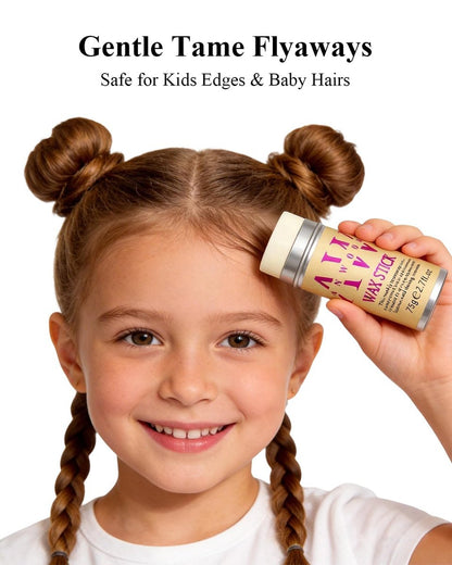 Hair Wax Stick & Natural Boar Bristle Brush Set for Women & Kids – 24H Strong Hold Flyaway Control, Smooths Baby Hairs & Frizz, No Greasy Residue