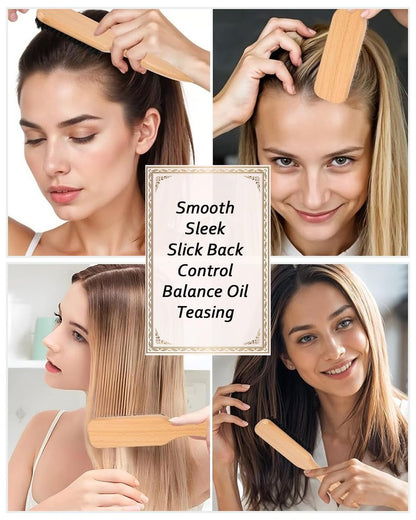 Hair Wax Stick & Natural Boar Bristle Brush Set for Women & Kids – 24H Strong Hold Flyaway Control, Smooths Baby Hairs & Frizz, No Greasy Residue