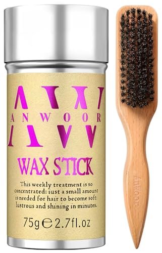Hair Wax Stick & Natural Boar Bristle Brush Set for Women & Kids – 24H Strong Hold Flyaway Control, Smooths Baby Hairs & Frizz, No Greasy Residue - görsel 2