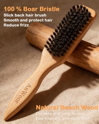 Hair Wax Stick & Natural Boar Bristle Brush Set for Women & Kids – 24H Strong Hold Flyaway Control, Smooths Baby Hairs & Frizz, No Greasy Residue