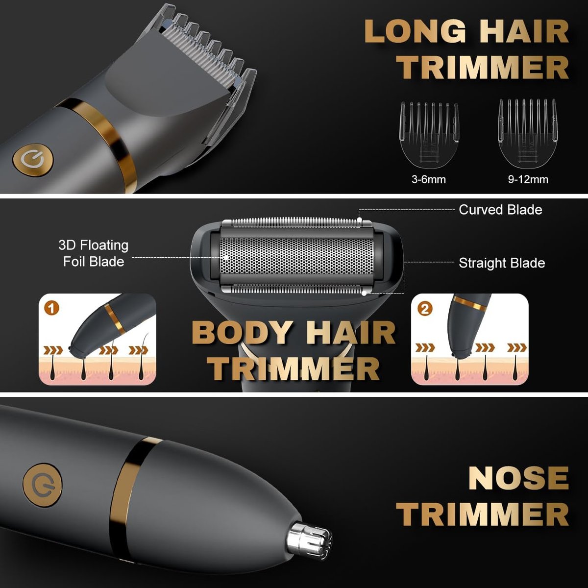 Zivelier Ball Shaver for Men: 3-in-1 Body Hair Trimmer & Pubic Shaver with Titanium Blades, IPX7 Waterproof, LED Display, Wet/Dry Electric Razor - görsel 7