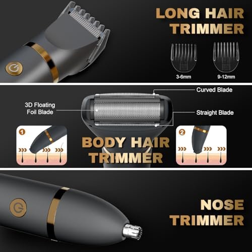 Zivelier Ball Shaver for Men: 3-in-1 Body Hair Trimmer & Pubic Shaver with Titanium Blades, IPX7 Waterproof, LED Display, Wet/Dry Electric Razor - görsel 8