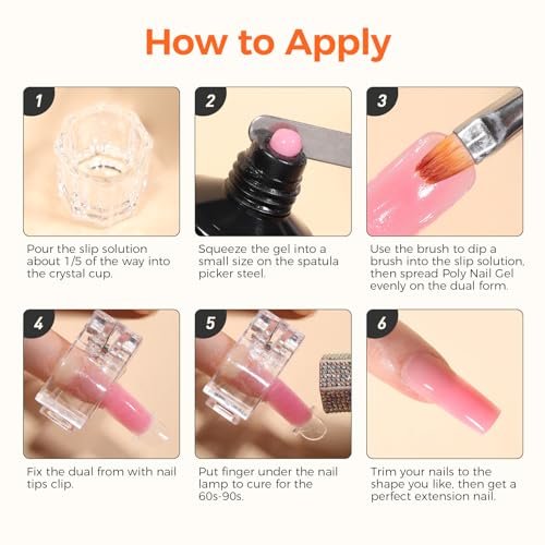 GELLAKTIK Slip Solution Kit for Poly Gel Nails – 120ml Anti-Stick Liquid with Nail Art Brush, Cleaning Pads (20 Pads), Glitter Powder, Nail Extension, Brush Cleaner – Easy for Home Salon & Beginners Avelisse