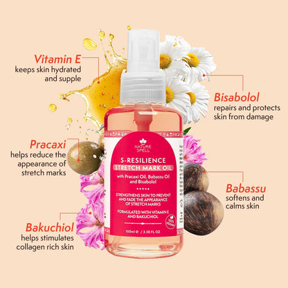 Nature Spell Stretch Mark Oil for Women - Vegan Body Oil for Stretch Marks, Scars & Uneven Skin Tone, 3.38 Fl Oz Avelisse