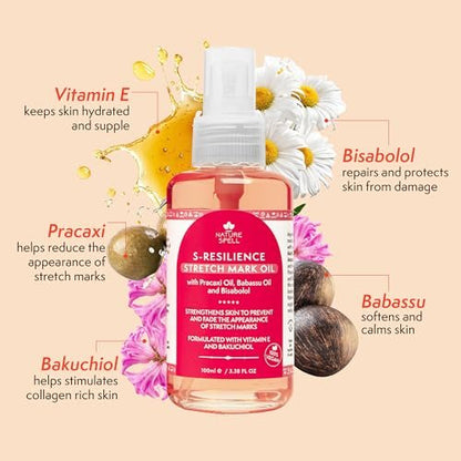 Nature Spell Stretch Mark Oil for Women - Vegan Body Oil for Stretch Marks, Scars & Uneven Skin Tone, 3.38 Fl Oz Avelisse