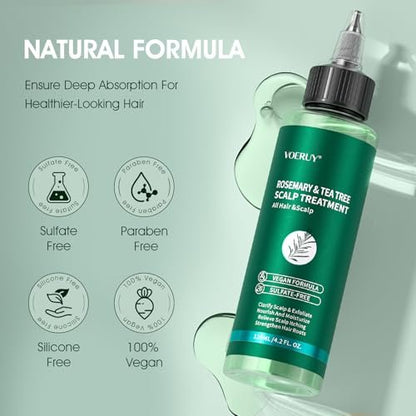 VOERUY Rosemary Refreshing Scalp Treatment with Tea Tree - Clarifying Build Up & Purifying Leave-In Scalp Detox for Dry Itchy Scalp - Vegan & Cruelty-Free, 120ML Avelisse