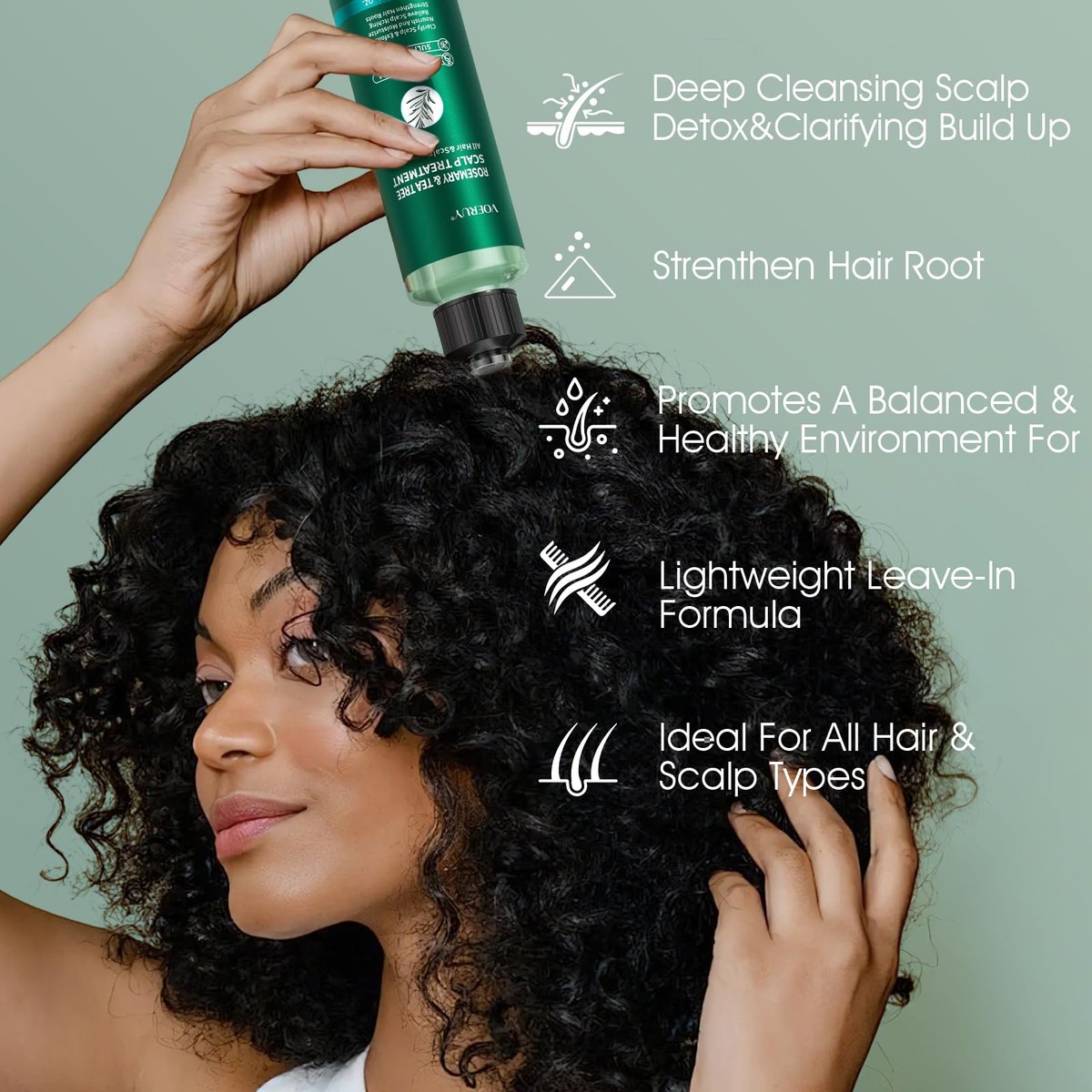 VOERUY Rosemary Refreshing Scalp Treatment with Tea Tree - Clarifying Build Up & Purifying Leave-In Scalp Detox for Dry Itchy Scalp - Vegan & Cruelty-Free, 120ML Avelisse