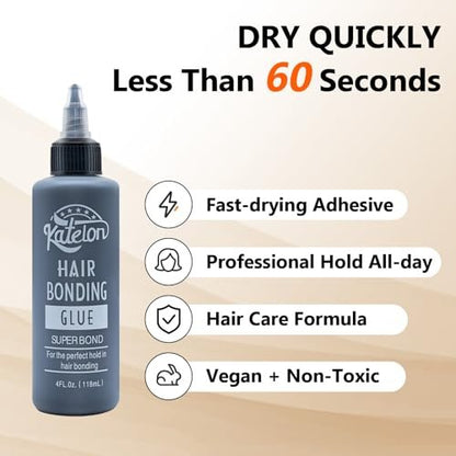 House West Hair Glue for Quick Weave 4oz – Professional Strong Hold & Waterproof Bonding Adhesive for Wigs and Hair Extensions (Black, 118ml)