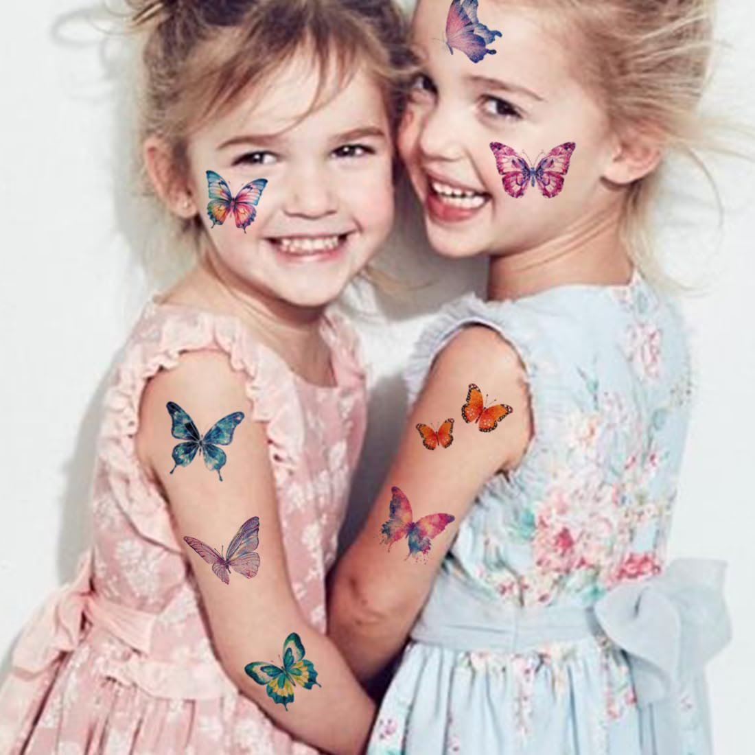 CHARLENT Glitter Butterfly Temporary Tattoos for Kids - 74 Individual Watercolor Sheets for Birthday Party Decorations & Fun - görsel 5