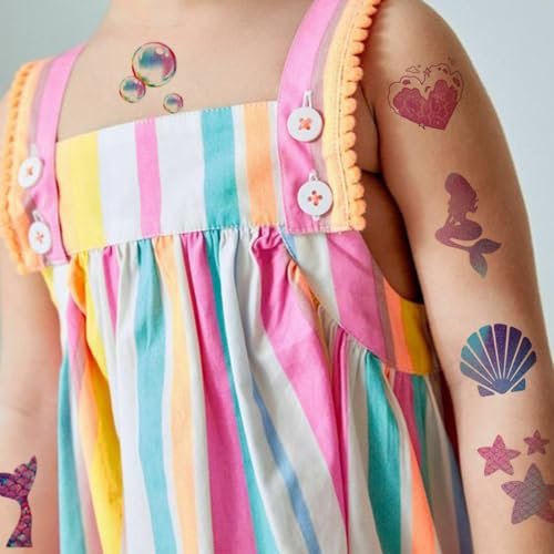 CHARLENT Glitter Mermaid Temporary Tattoos for Kids - 74 Individually Sheets, Mermaid Birthday Party Decorations & Favors - görsel 7