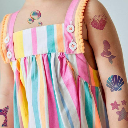 CHARLENT Glitter Mermaid Temporary Tattoos for Kids - 74 Individually Sheets, Mermaid Birthday Party Decorations & Favors