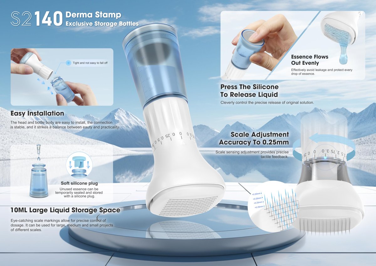 Adjustable Microneedling Derma Stamp with Serum Applicator – Blue Avelisse
