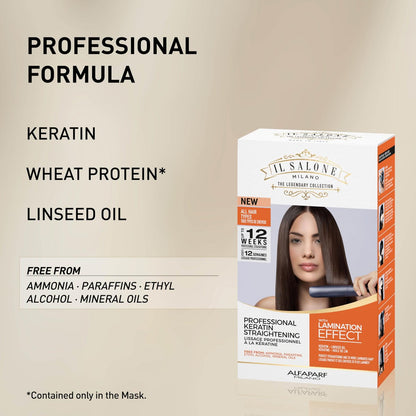 Il Salone Milano At Home Keratin Hair Treatment with Lamination Effect - Smoothing & Straightening Kit for All Hair Types Avelisse