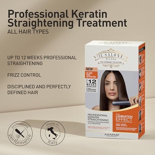 Il Salone Milano At Home Keratin Hair Treatment with Lamination Effect - Smoothing & Straightening Kit for All Hair Types Avelisse