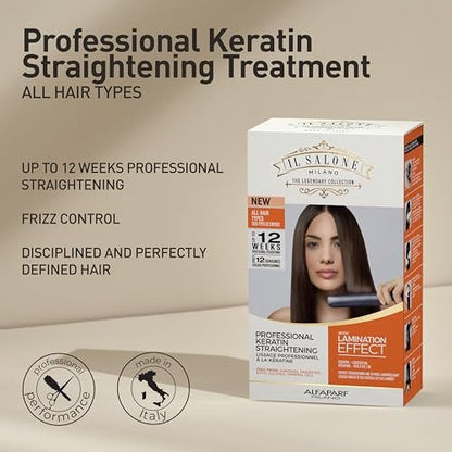 Il Salone Milano At Home Keratin Hair Treatment with Lamination Effect - Smoothing & Straightening Kit for All Hair Types Avelisse