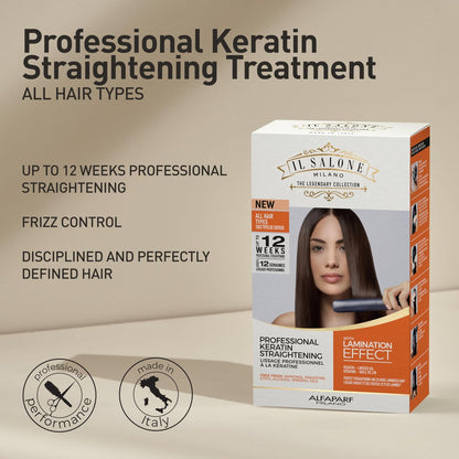 Il Salone Milano At Home Keratin Hair Treatment with Lamination Effect - Smoothing & Straightening Kit for All Hair Types Avelisse