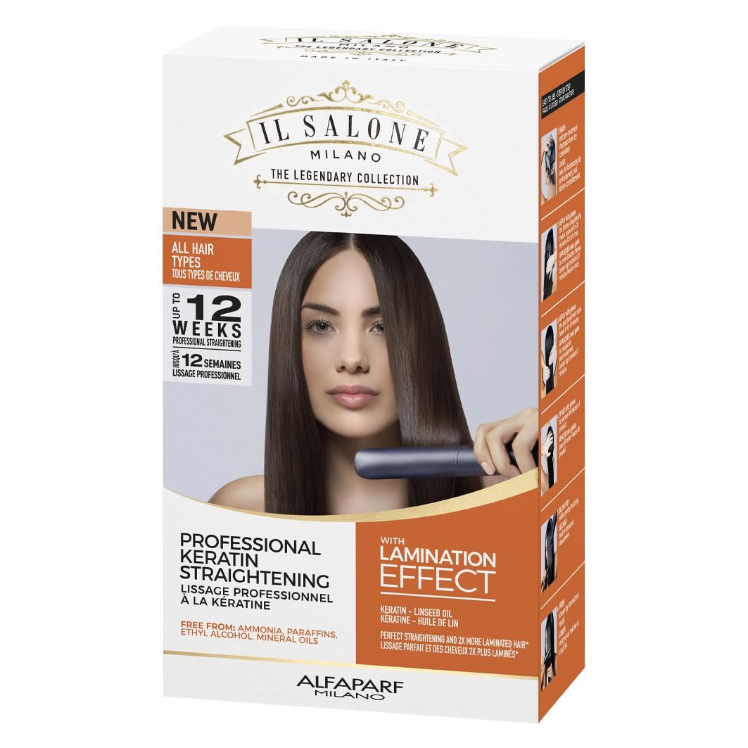 Il Salone Milano At Home Keratin Hair Treatment with Lamination Effect - Smoothing & Straightening Kit for All Hair Types Avelisse