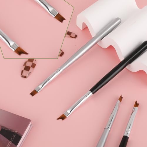 6 Pcs Oblique Head French Tip Nail Brushes Set - Moon Shape & Slanted Brushes for UV Gel, Acrylic, and Nail Art Painting - görsel 10