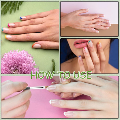 6 Pcs Oblique Head French Tip Nail Brushes Set - Moon Shape & Slanted Brushes for UV Gel, Acrylic, and Nail Art Painting