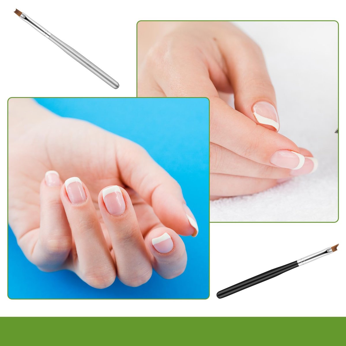 6 Pcs Oblique Head French Tip Nail Brushes Set - Moon Shape & Slanted Brushes for UV Gel, Acrylic, and Nail Art Painting - görsel 11