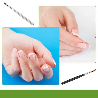 6 Pcs Oblique Head French Tip Nail Brushes Set - Moon Shape & Slanted Brushes for UV Gel, Acrylic, and Nail Art Painting