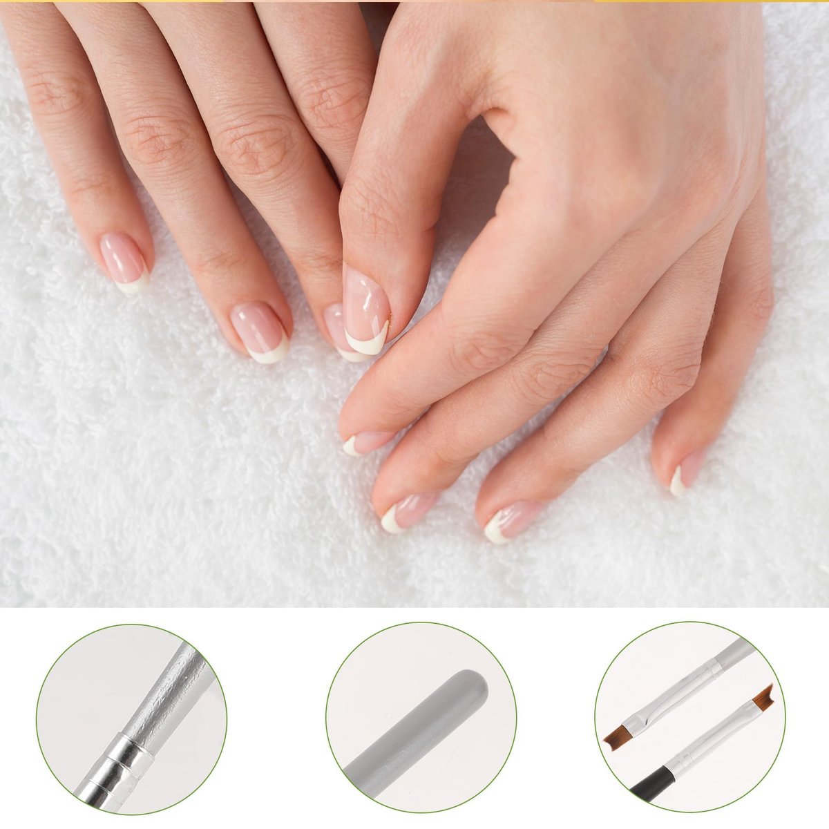 6 Pcs Oblique Head French Tip Nail Brushes Set - Moon Shape & Slanted Brushes for UV Gel, Acrylic, and Nail Art Painting - görsel 7