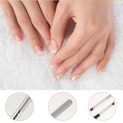 6 Pcs Oblique Head French Tip Nail Brushes Set - Moon Shape & Slanted Brushes for UV Gel, Acrylic, and Nail Art Painting - görsel 8