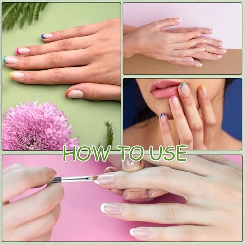 6 Pcs Oblique Head French Tip Nail Brushes Set - Moon Shape & Slanted Brushes for UV Gel, Acrylic, and Nail Art Painting - görsel 14
