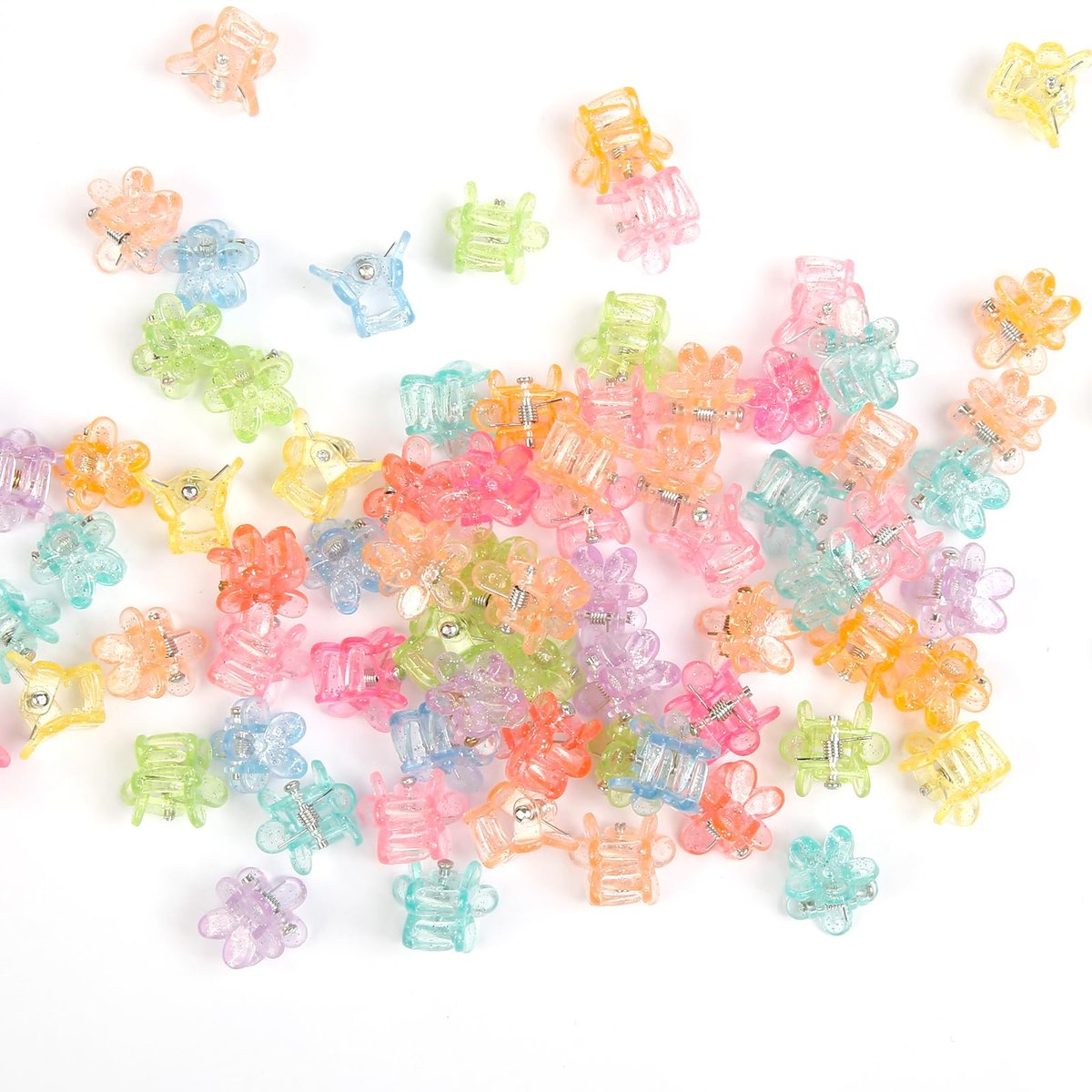 100Pcs Mini Flower Hair Clips for Women & Girls – Colorful Small Claw Clips with Strong Grip, Glitter Baby Hair Clip for Fine Hair, Toddler Hair Accessories - görsel 5
