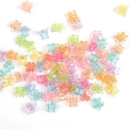 100Pcs Mini Flower Hair Clips for Women & Girls – Colorful Small Claw Clips with Strong Grip, Glitter Baby Hair Clip for Fine Hair, Toddler Hair Accessories