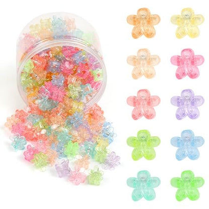 100Pcs Mini Flower Hair Clips for Women & Girls – Colorful Small Claw Clips with Strong Grip, Glitter Baby Hair Clip for Fine Hair, Toddler Hair Accessories