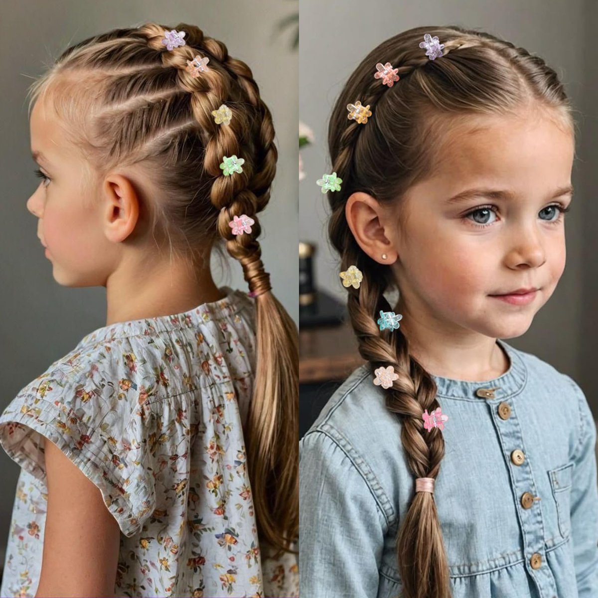 100Pcs Mini Flower Hair Clips for Women & Girls – Colorful Small Claw Clips with Strong Grip, Glitter Baby Hair Clip for Fine Hair, Toddler Hair Accessories - görsel 10