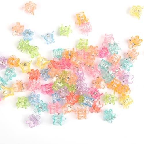 100Pcs Mini Flower Hair Clips for Women & Girls – Colorful Small Claw Clips with Strong Grip, Glitter Baby Hair Clip for Fine Hair, Toddler Hair Accessories - görsel 6